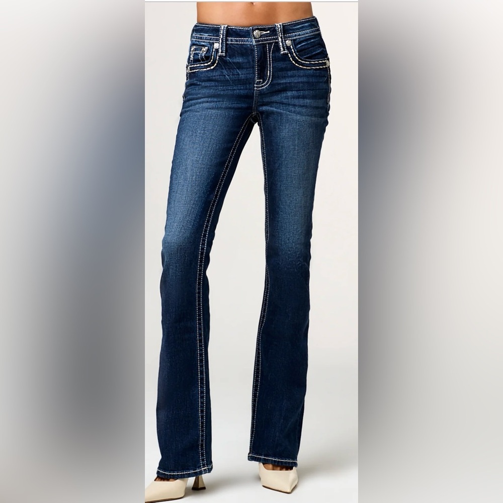 Miss Me Blue Boot Cut Jeans with Embroidery
